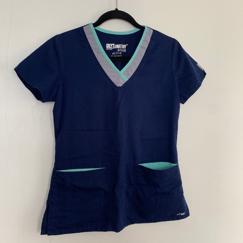 XS navy Greys Anatomy scrub top